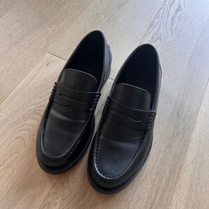 Zara Leather Loafers (Black, 42)